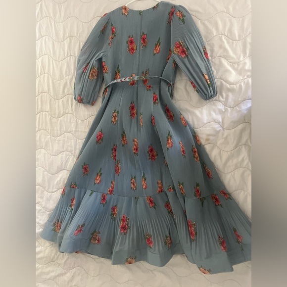 Zimmermann pleated floral midi dress with belt NWT AU Size2 /US Size 8 - Picture 7 of 11